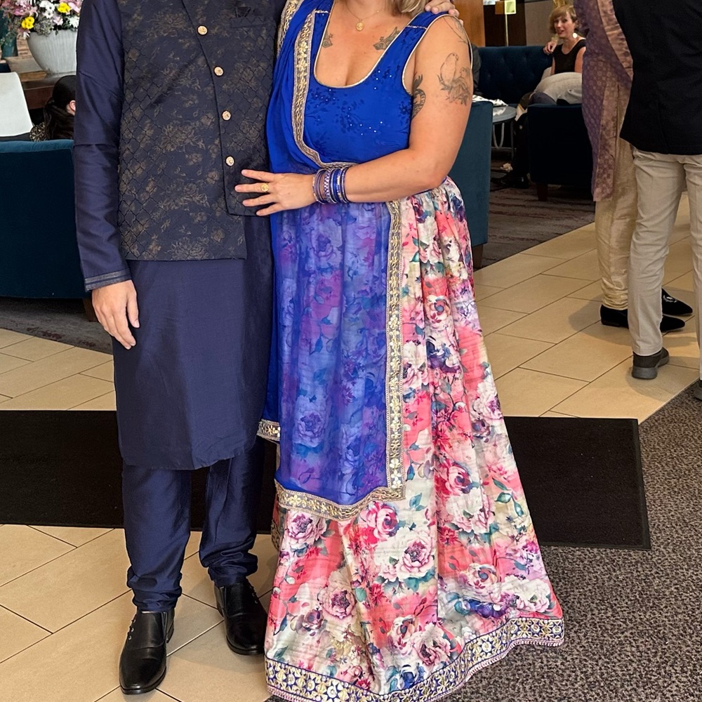 Floral Multicolor Lehenga with Blue Blouse sz Xl